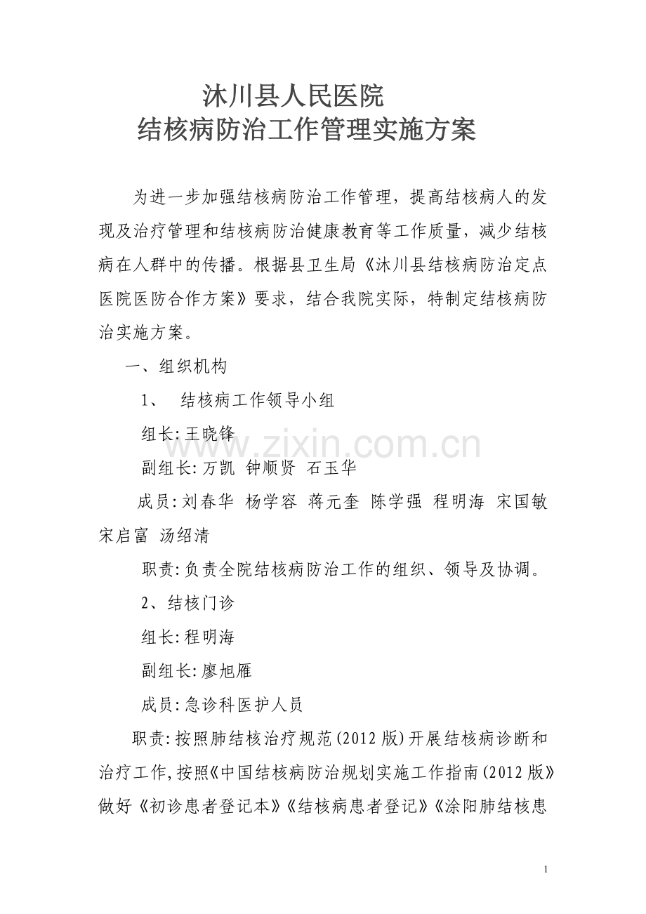 结核病防治工作管理实施方案.doc_第1页