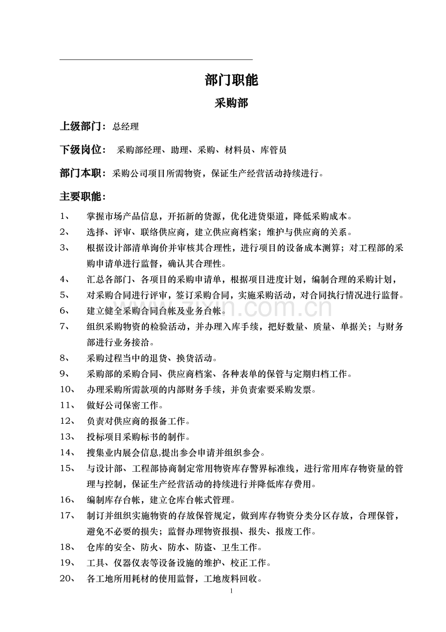 采购部岗位职责.doc_第1页