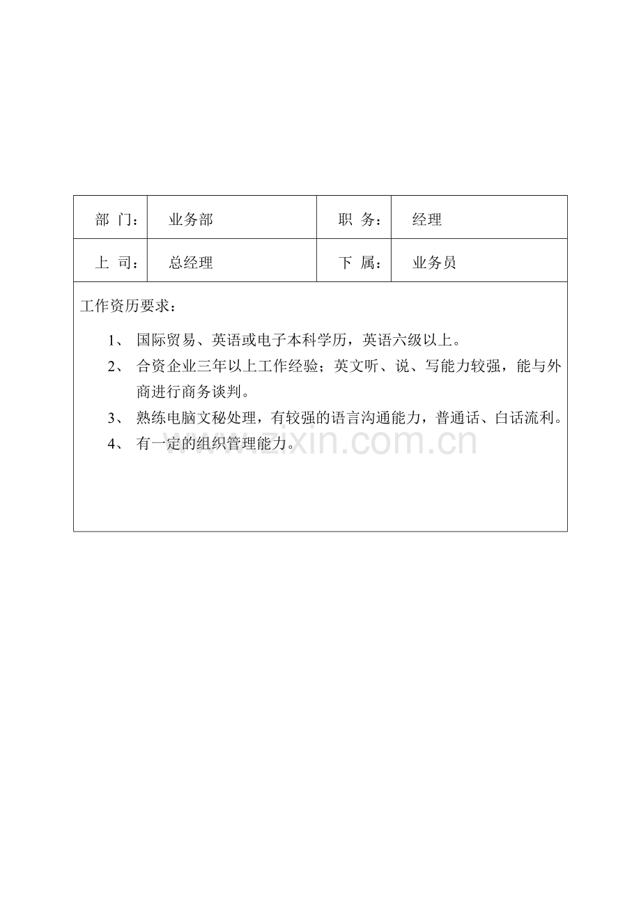 业务岗位职责及任职要求.doc_第1页