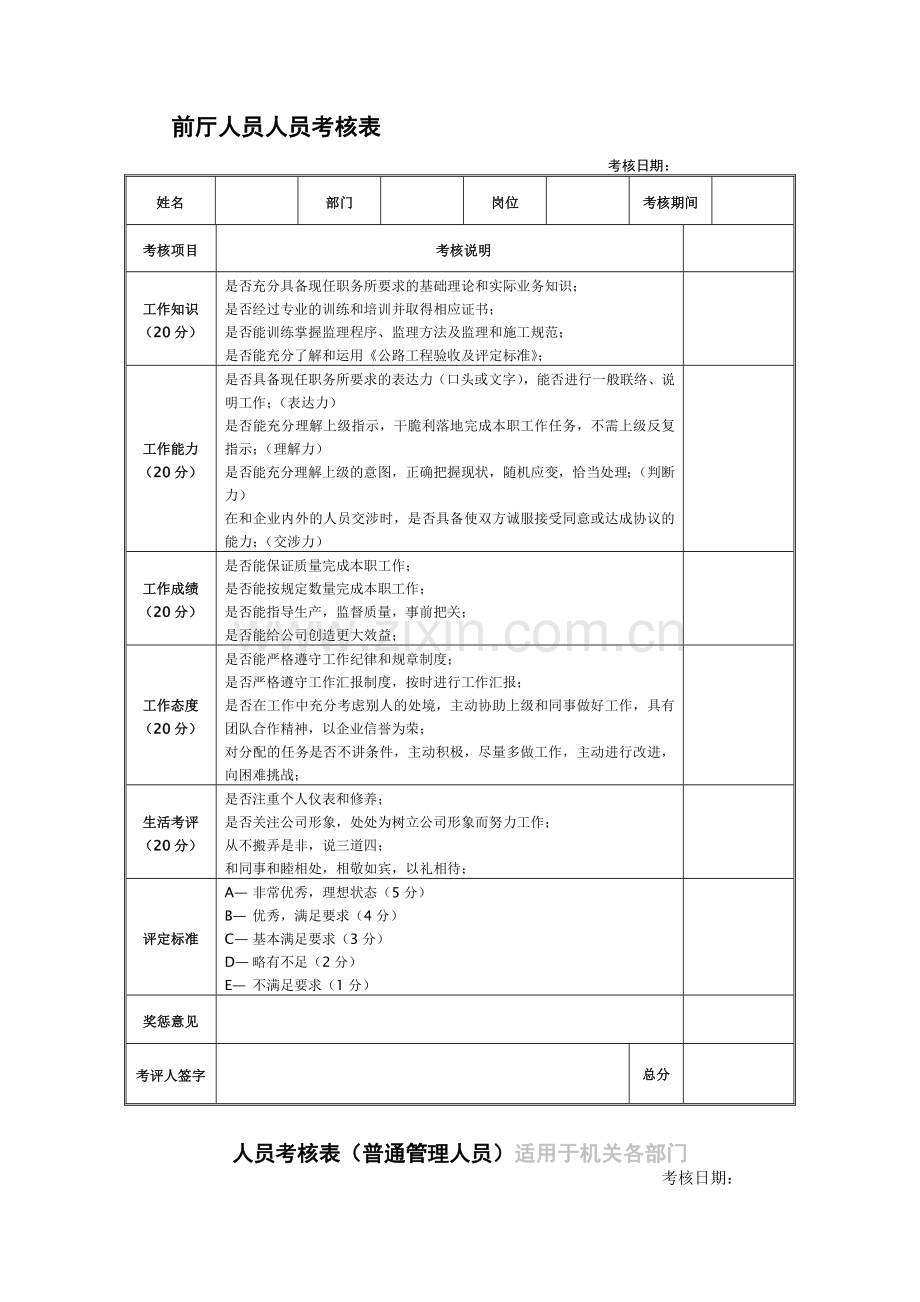 公司员工年终0000考核表.doc_第1页