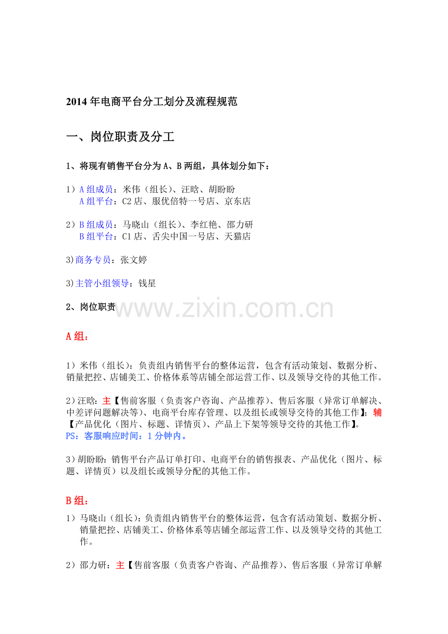 电商平台日常流程规范(慢慢完善).doc_第1页