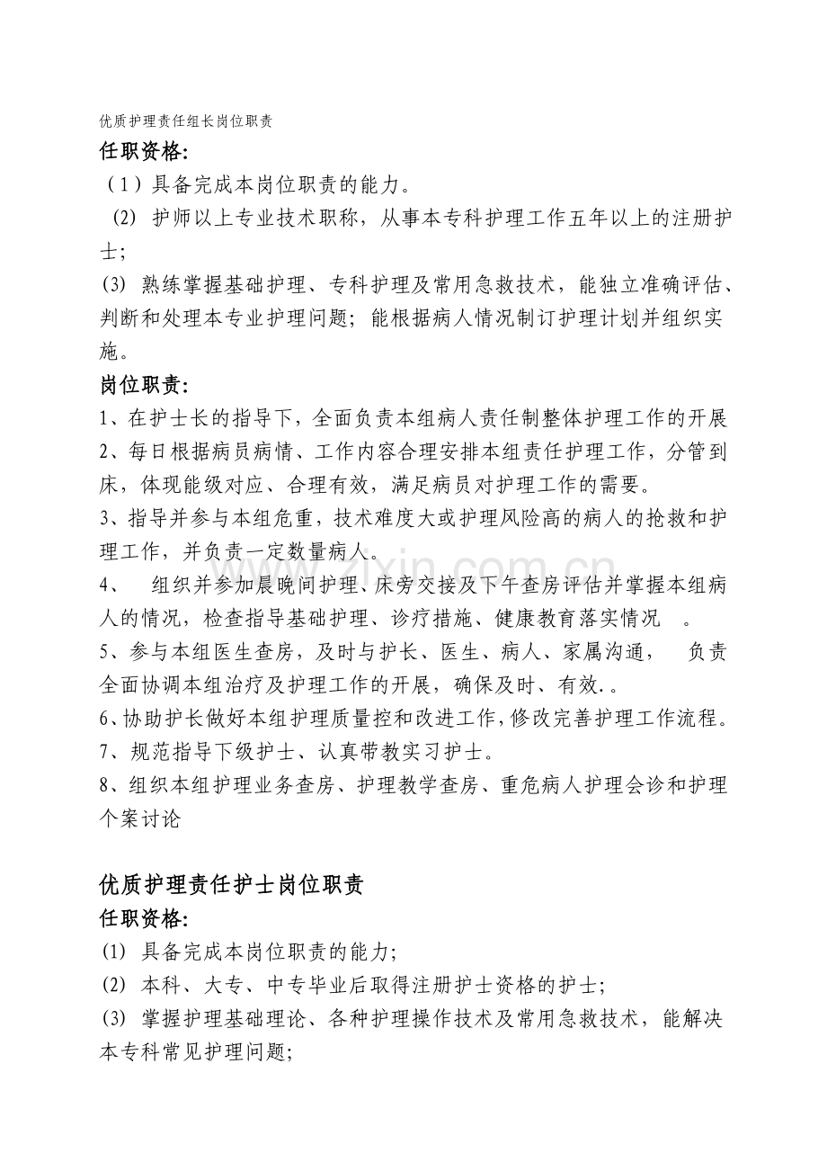 优质护理责任组长岗位职责.doc_第1页
