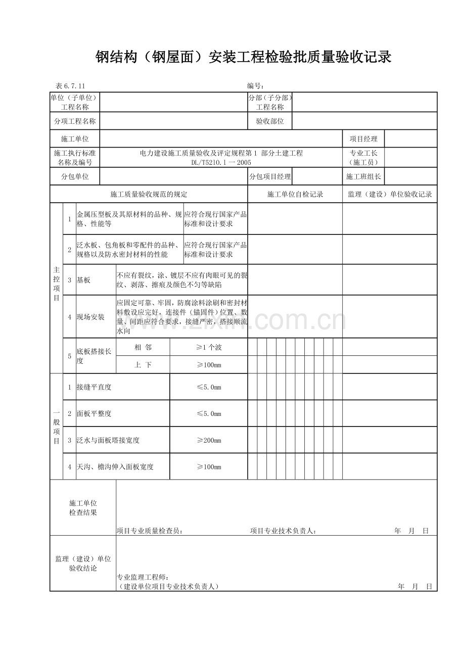 钢结构(钢屋面)安装工程检验批质量验收记录.doc_第1页