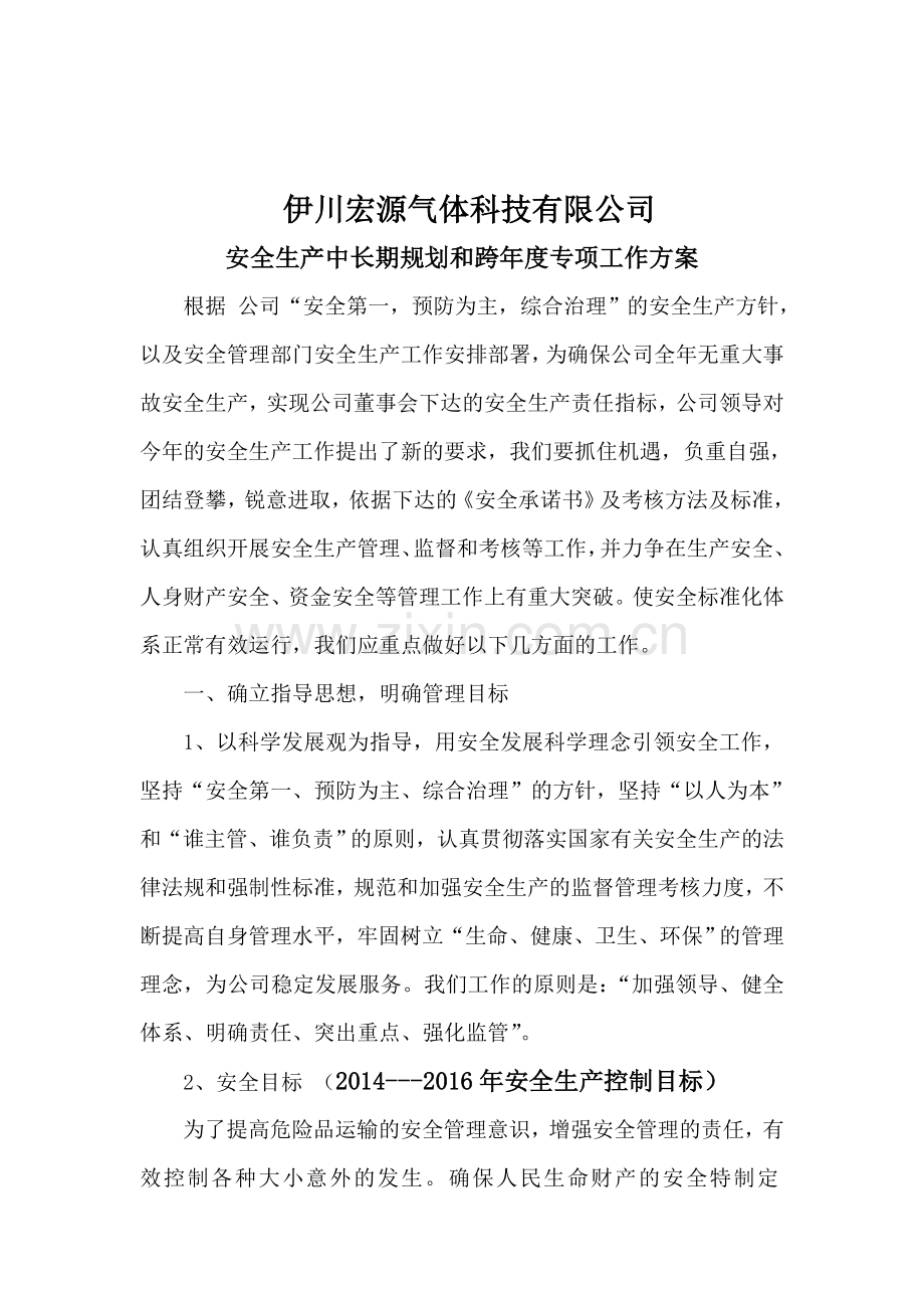 中长期规划和跨年度专项工作方案-安全生产中长期规划.doc_第1页
