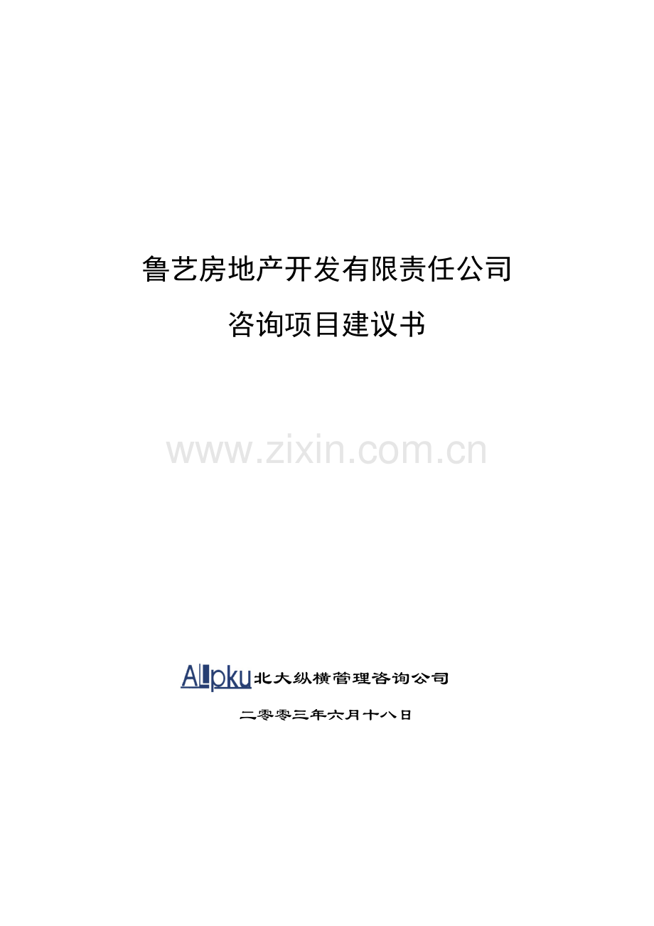 鲁艺房地产开发有限责任公司咨询项目建议书.doc_第1页