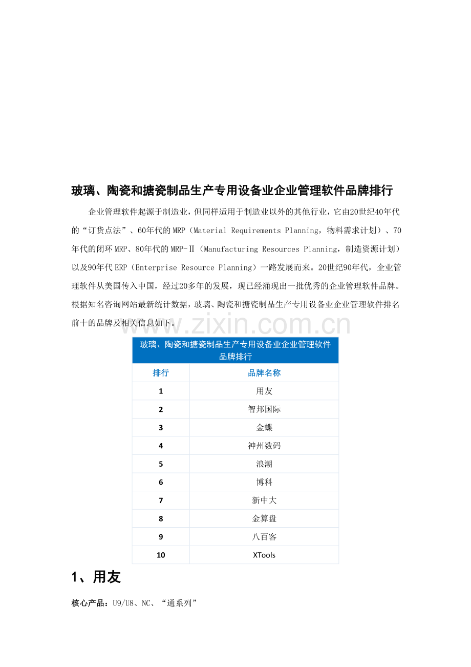 玻璃、陶瓷和搪瓷制品生产专用设备业企业管理软件品牌排行.doc_第1页