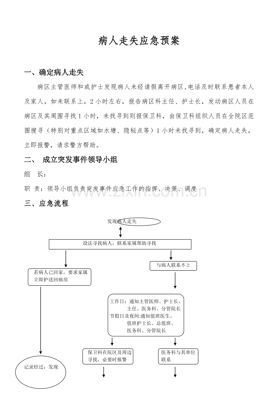 病人走失应急预案.doc_第1页