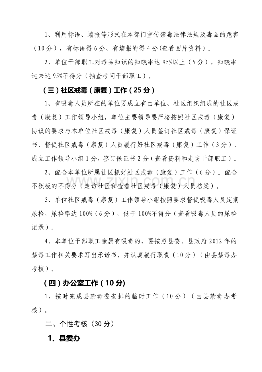2012年第三季度县禁毒委成员单位禁毒工作考核细则.doc_第2页