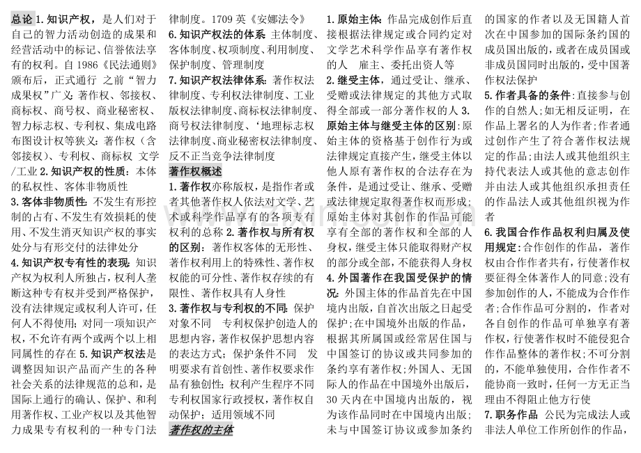 00226知识产权法终极版【一张A4过自考系列】.doc_第1页