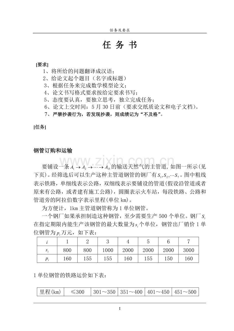 求解钢管订购和运输问题数学模型结业课程大学本科毕业论文.doc_第2页