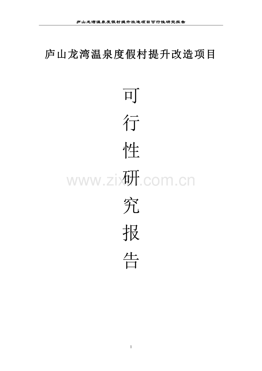 庐山龙湾温泉度假村提升改造项目可行性研究报告终稿.doc_第1页