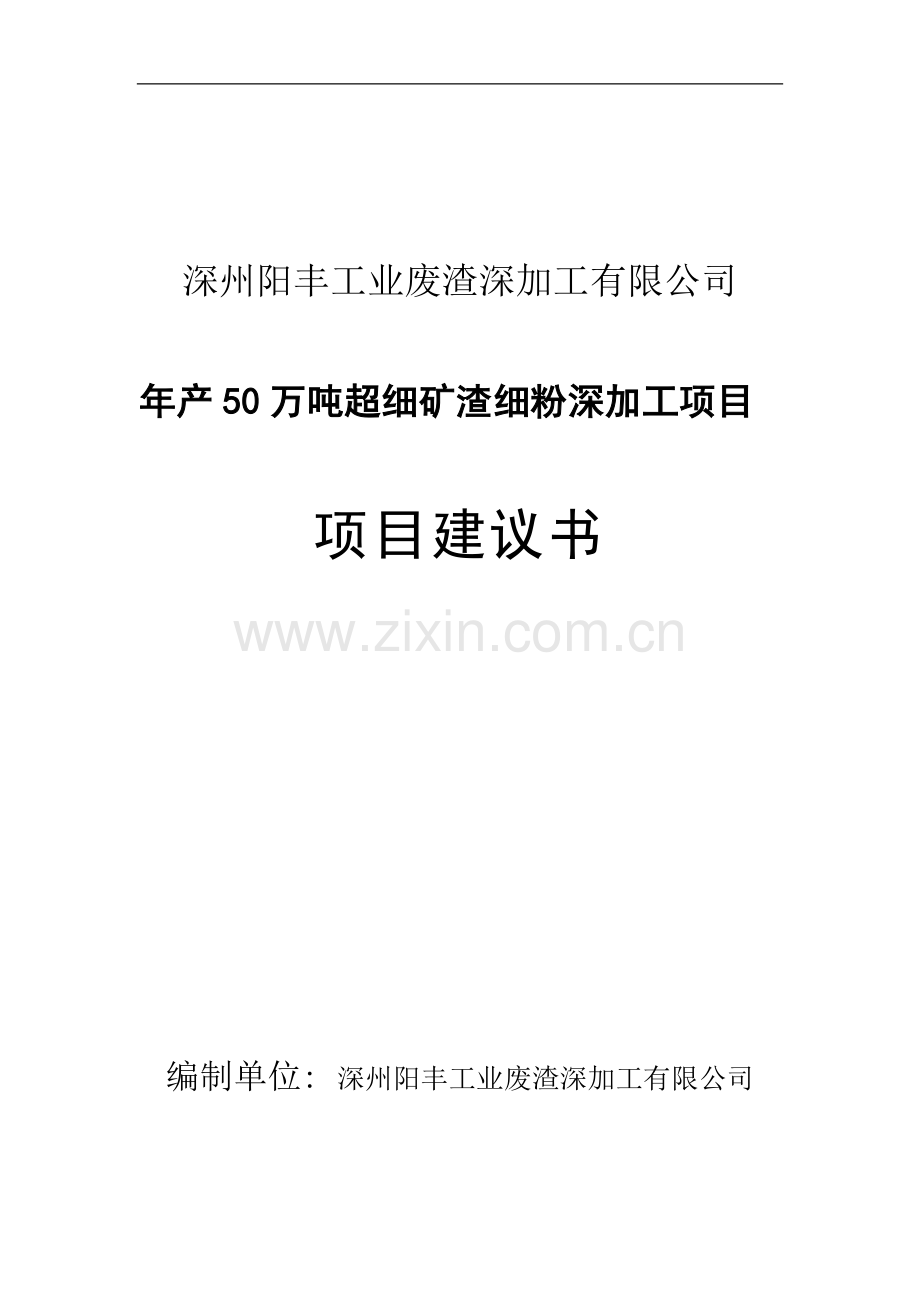 年产50万吨超细矿渣细粉深加工项目项目建议书.doc_第1页