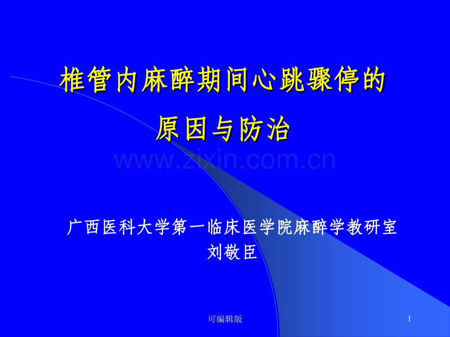 椎管内麻醉期间心跳骤停的原因与防治.ppt_第1页