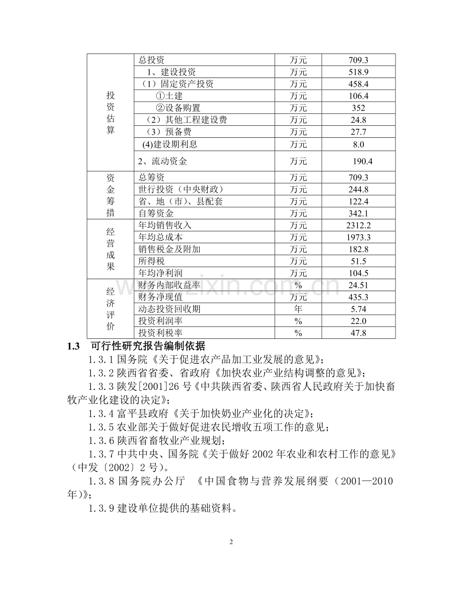 陕西省富平县奶山羊养殖及产品加工项目可行性研究报告.doc_第2页