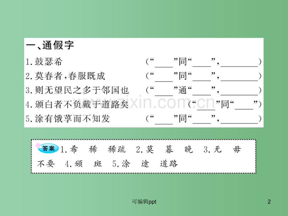 高中语文全程复习方略配套-《子路、曾皙、冉有、公西华侍坐》《寡人之于国也》人教大纲版第一册.ppt_第2页