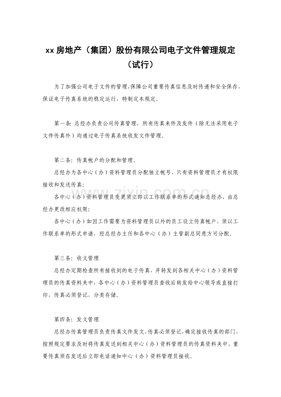 房地产公司电子文件管理规定(试行).docx_第1页