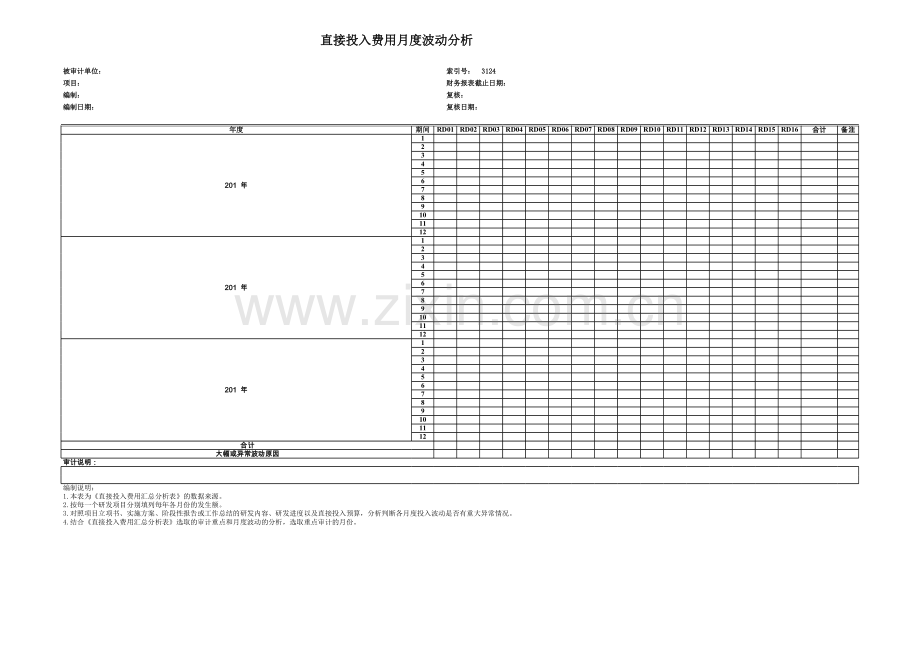 高新技术企业认定专项审计工作底稿之直投月度分析.xls_第1页