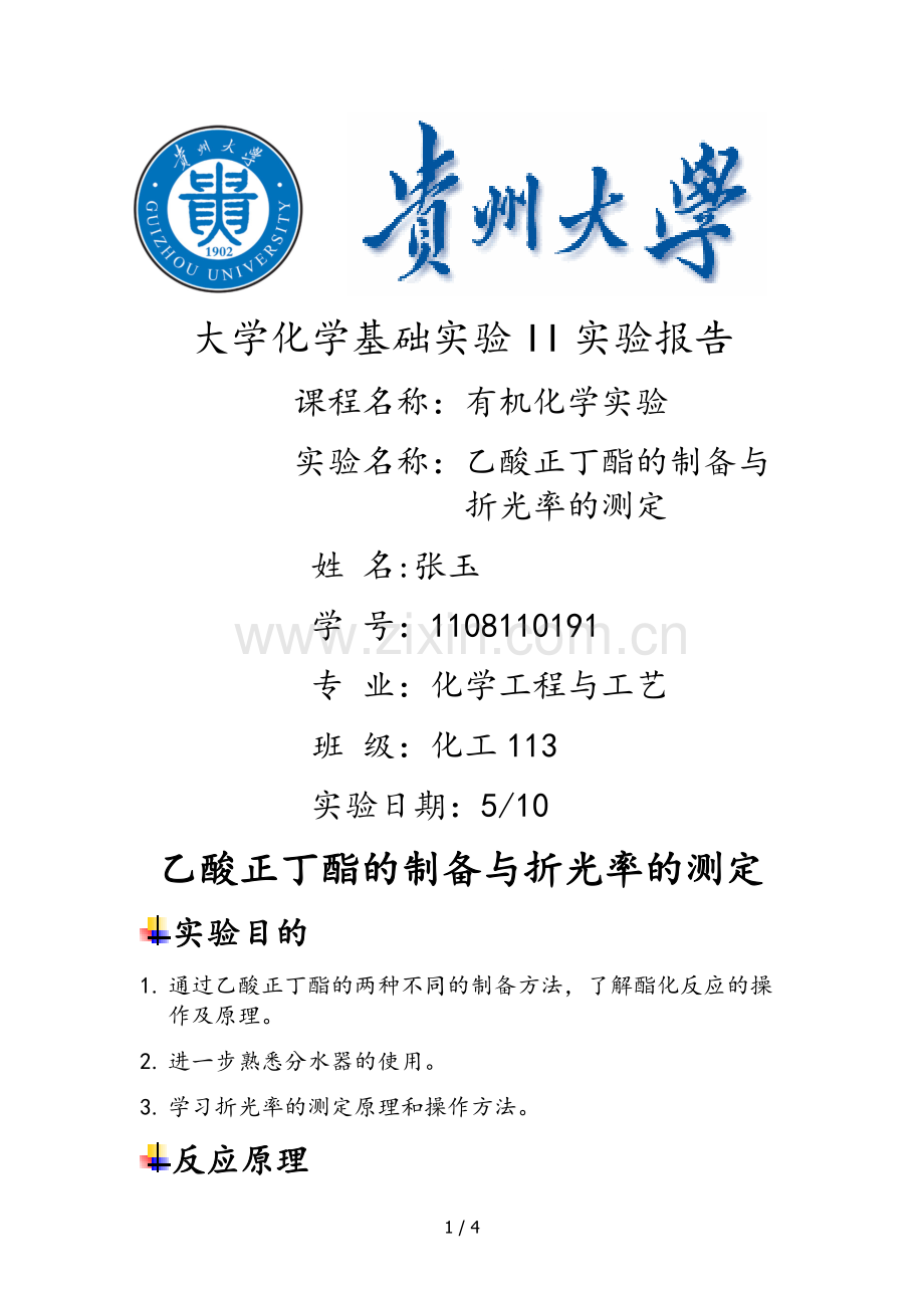乙酸正丁酯的制备.doc_第1页