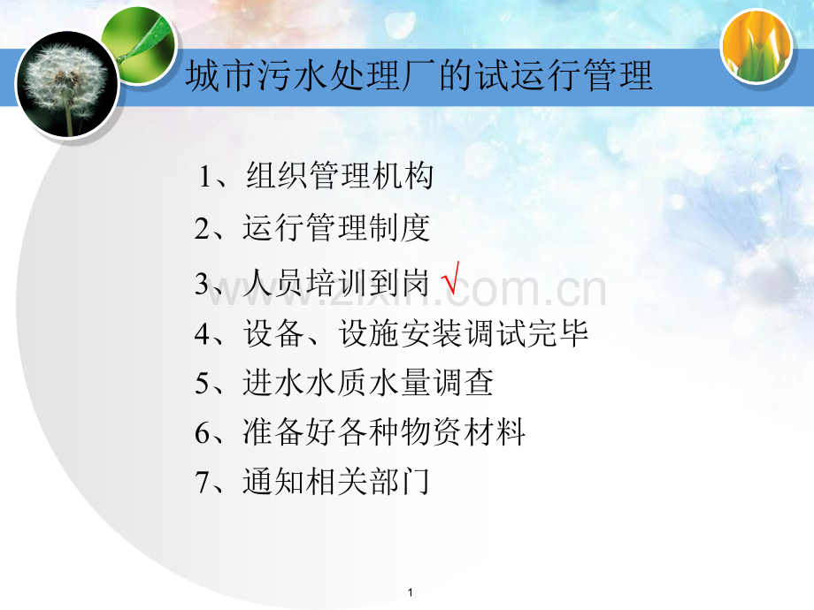 城市污水处理厂的试运行.pptx_第1页