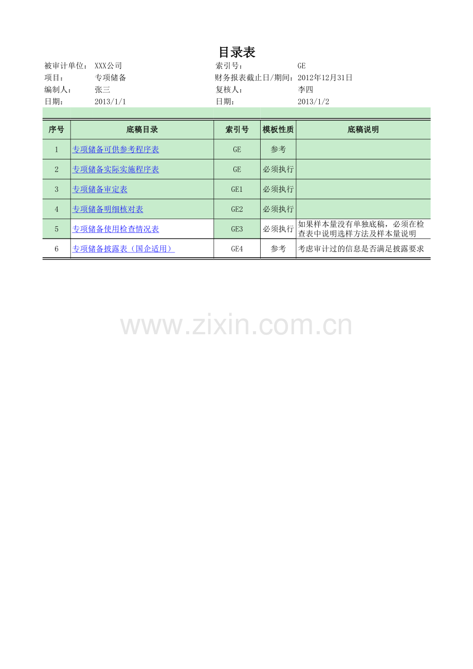 专项储备审计底稿.xlsx_第1页