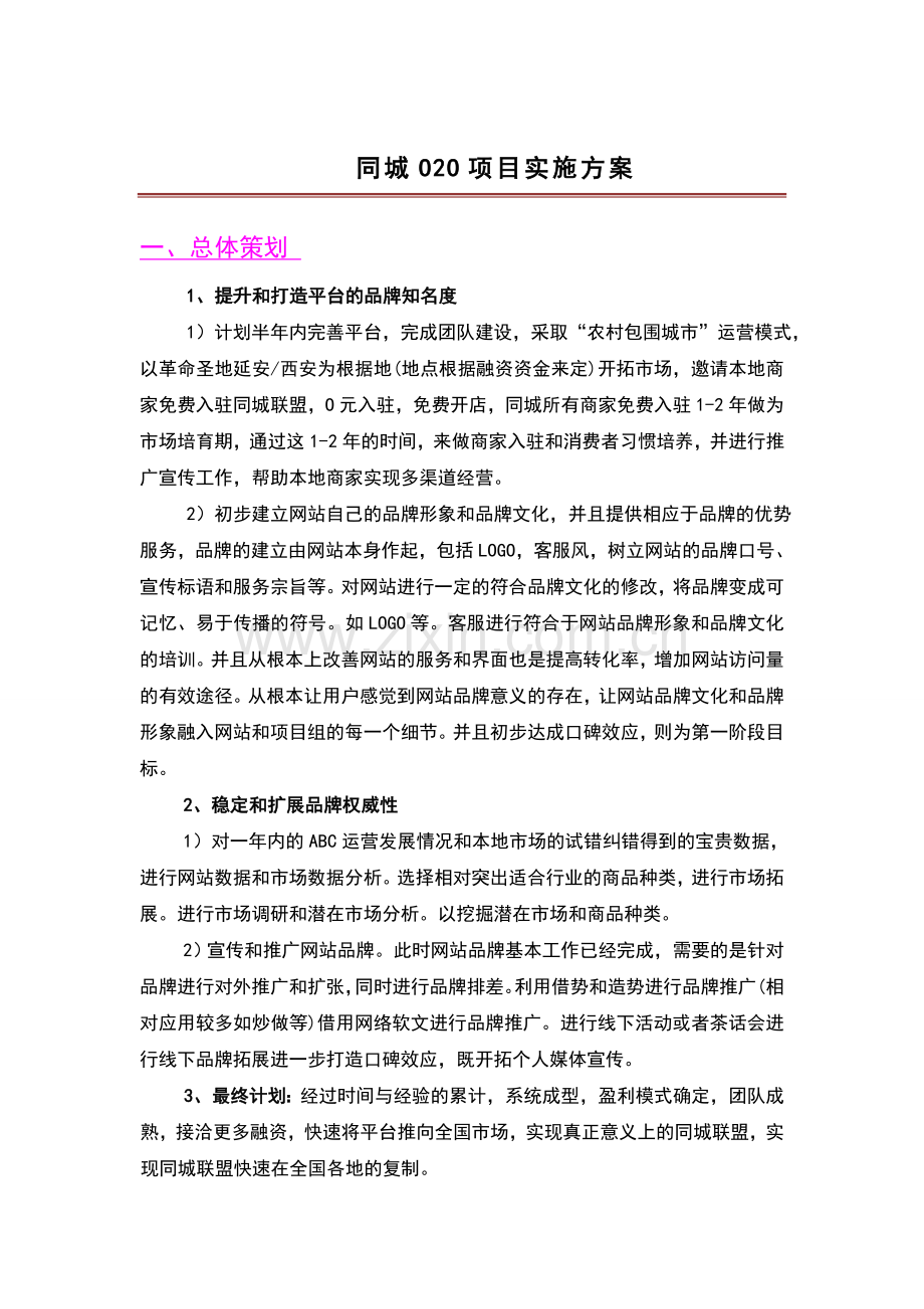 同城O2O项目实施方案.doc_第1页