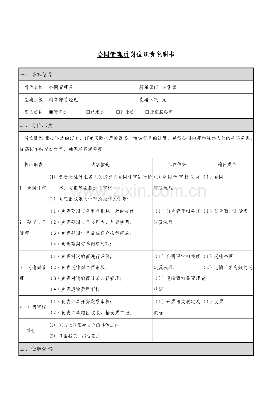 岗位职责说明汇编关键岗位DOC.doc_第1页