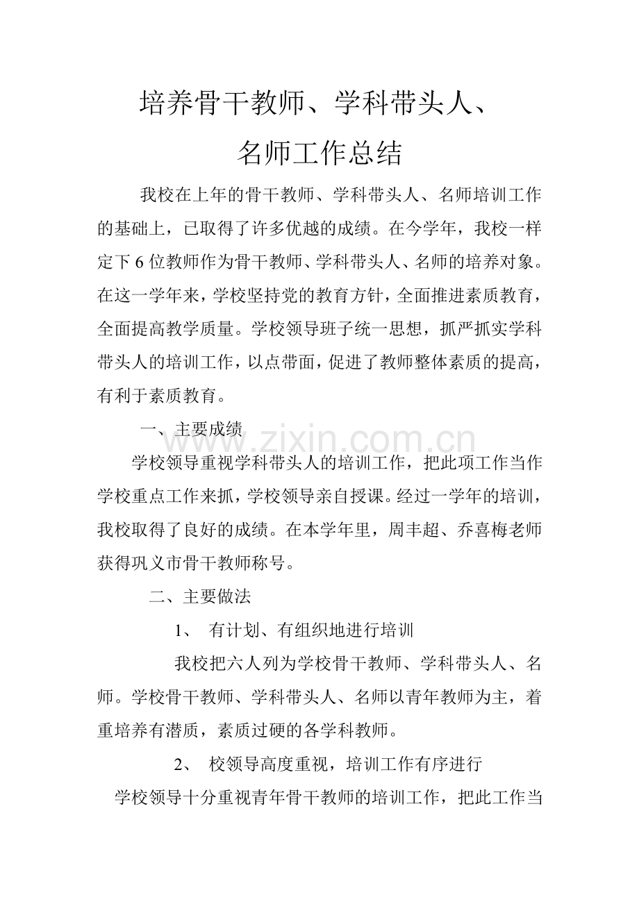培养骨干教师学科带头人名师总结.doc_第2页