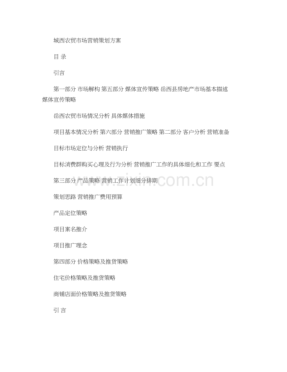 岳西城西农贸市场营销策划方案概要.doc_第1页
