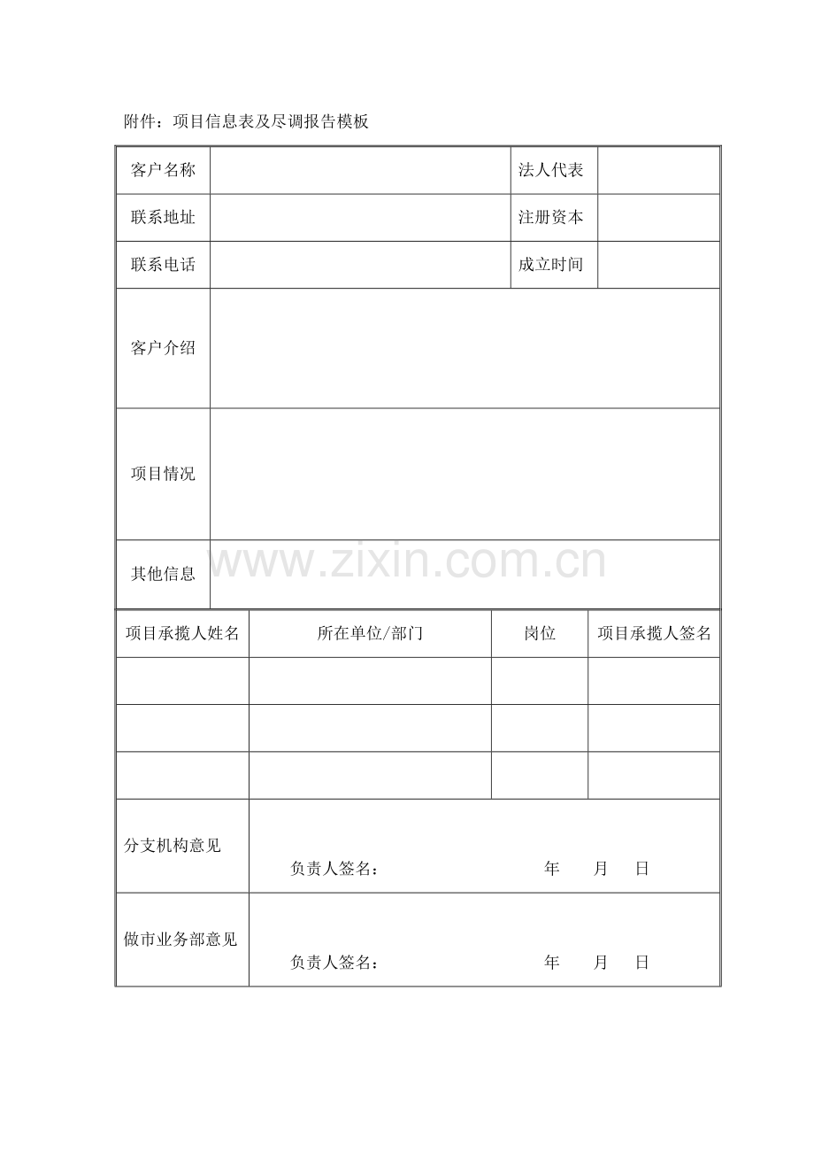 项目信息表及尽调报告模板.docx_第1页