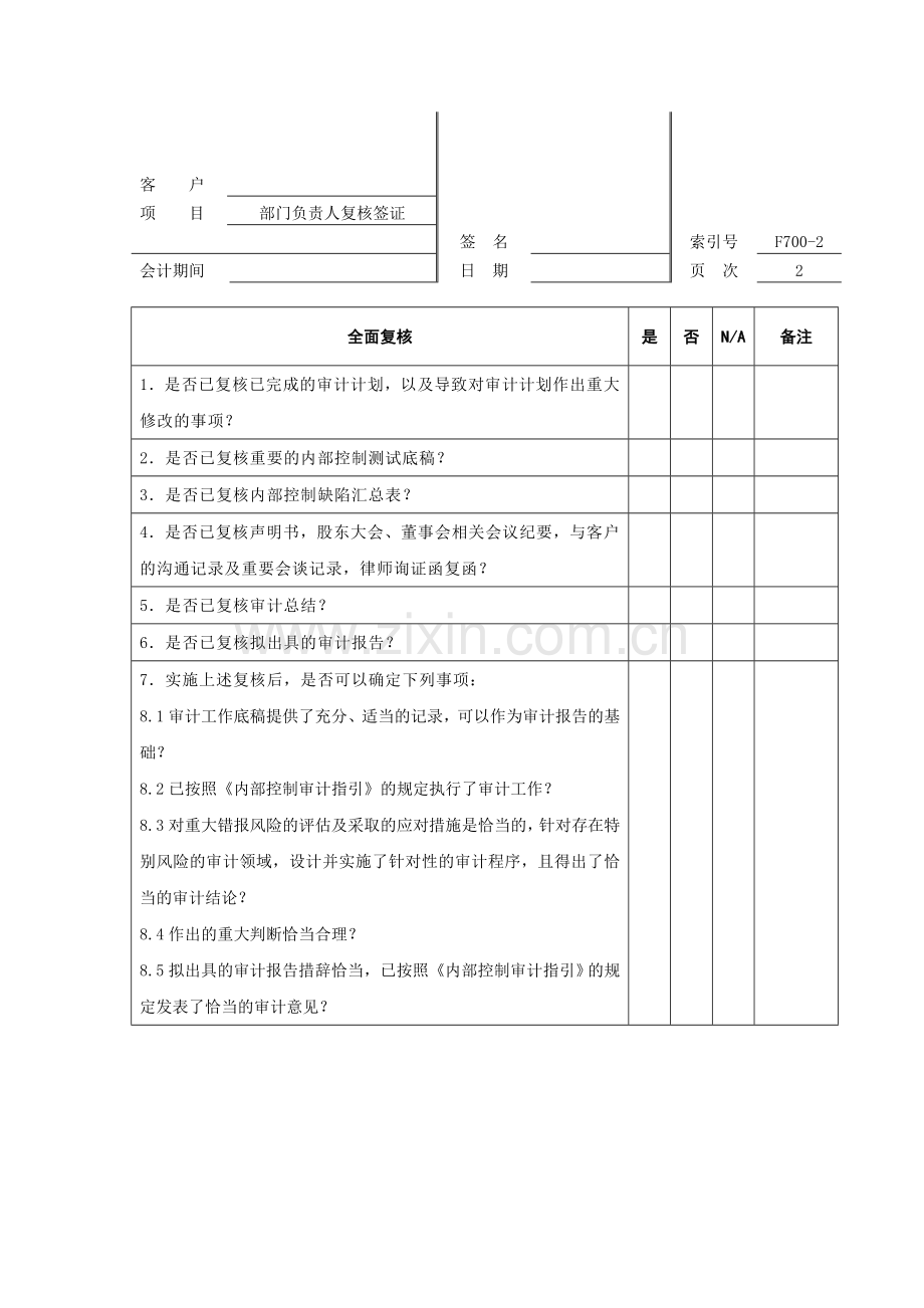 审计工作底稿之内控复核签证表.doc_第2页