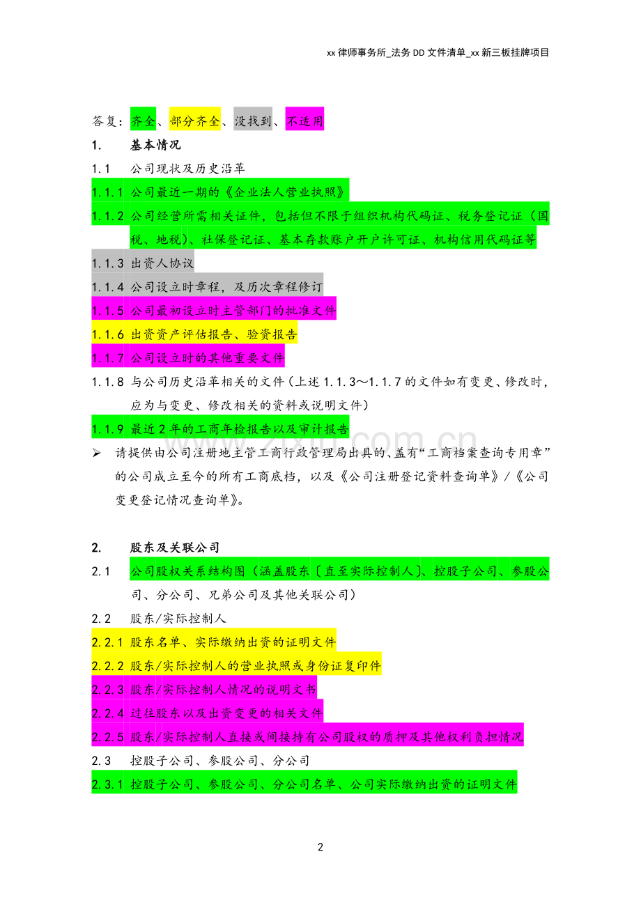 法务DD文件清单-新三板挂牌.doc_第2页