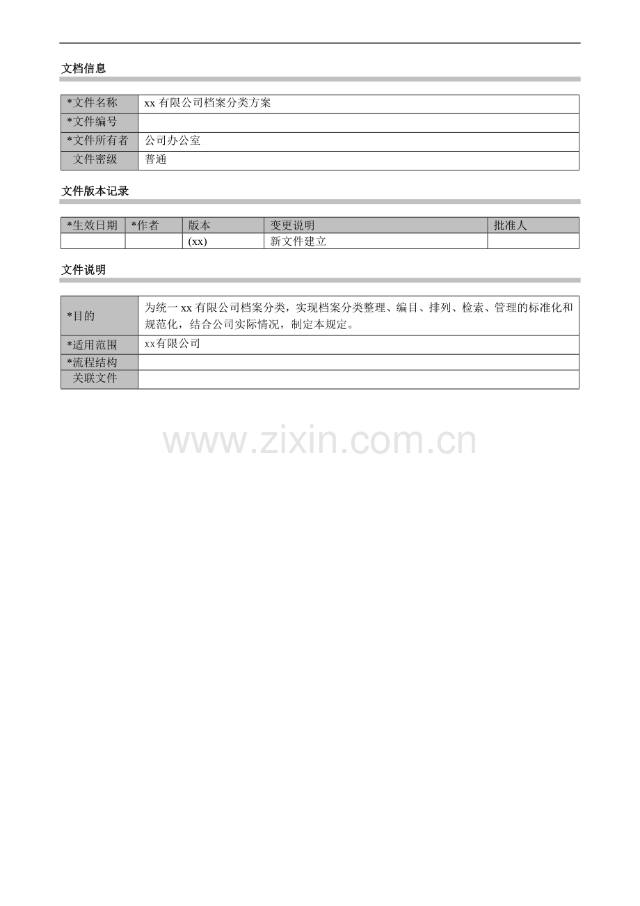 公司档案分类方案模版.docx_第1页