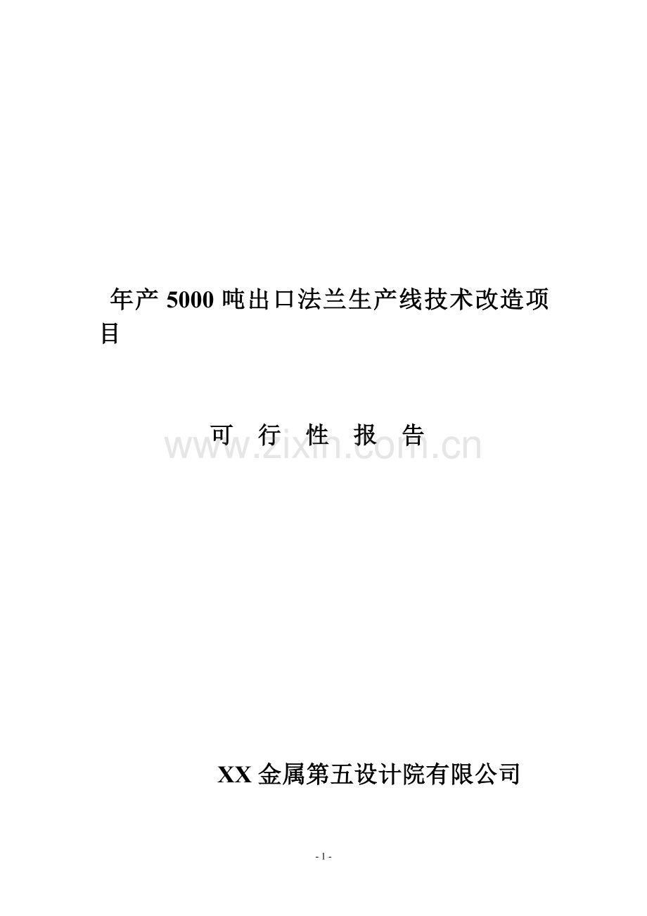 年产5000吨出口法兰生产线技术改造项目可行性研究报告.doc_第1页