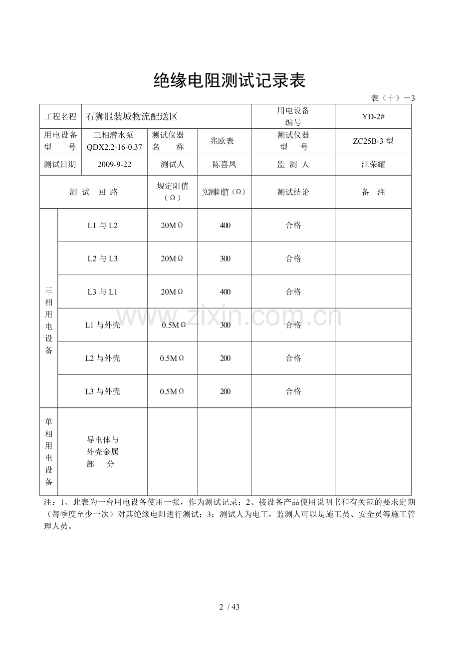 绝缘电阻测试记录表.doc_第2页