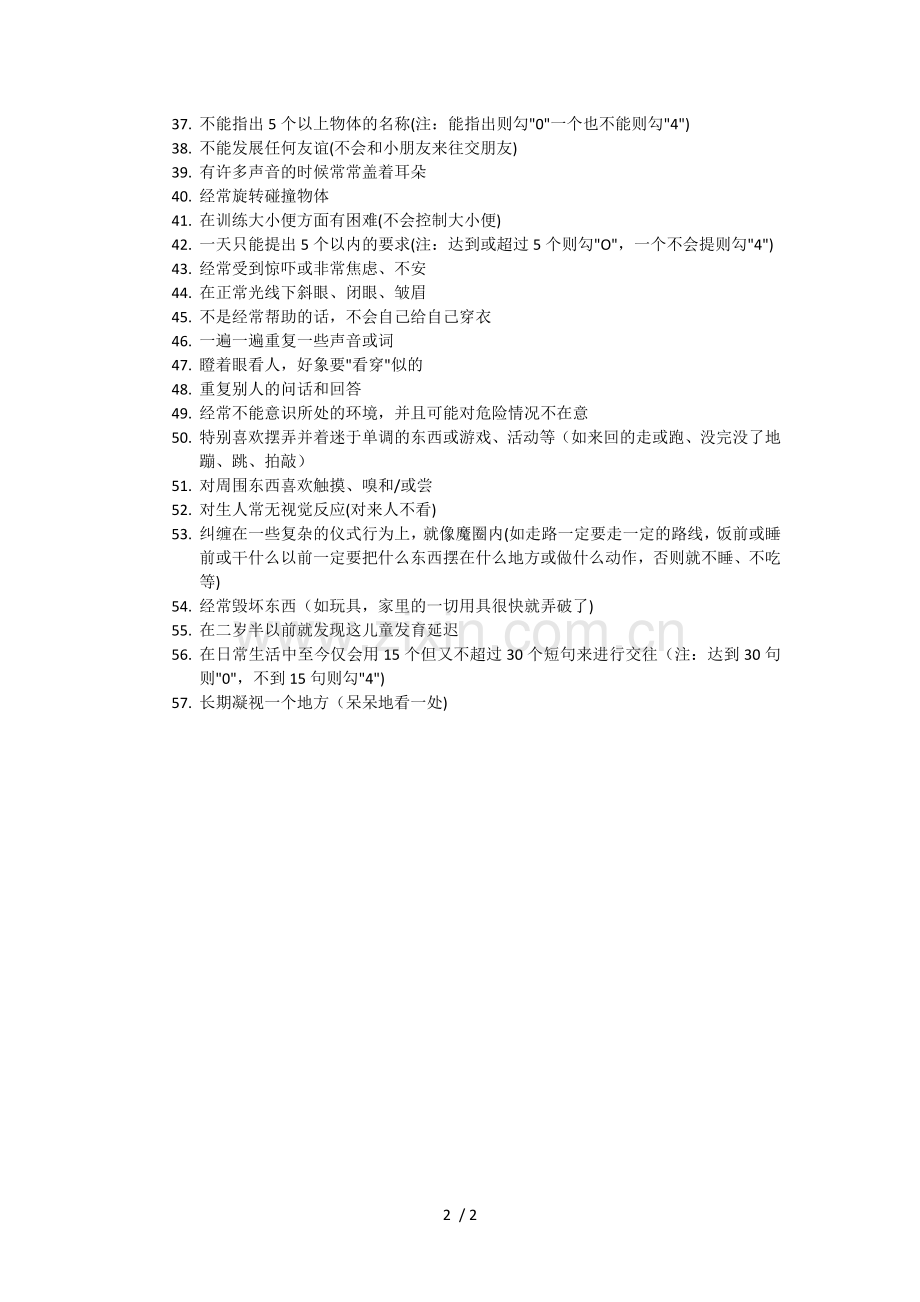儿童孤独症家长评定量表.doc_第2页