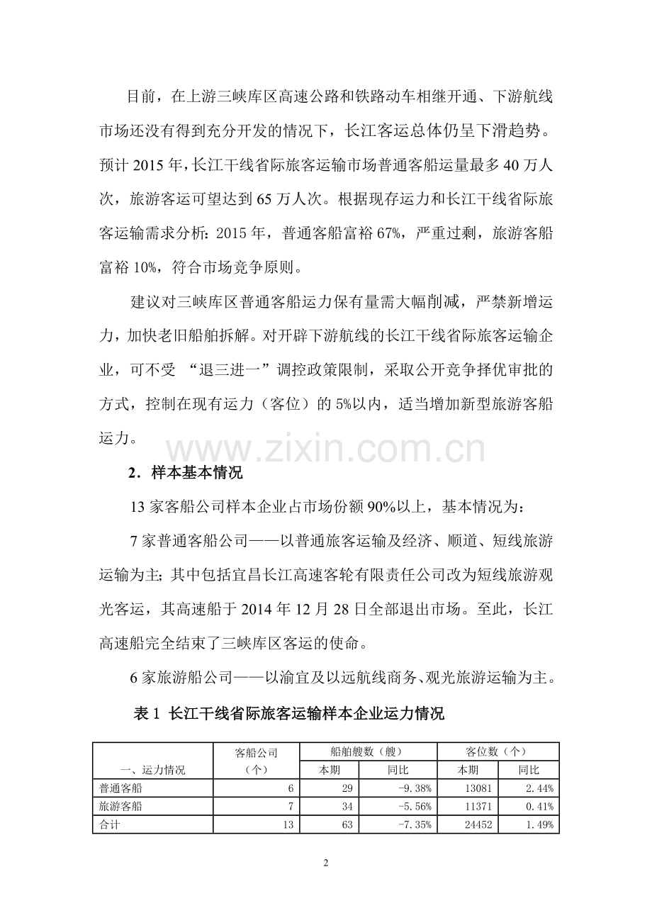 长江干线省际旅客运输市场监测分析报告.doc_第2页
