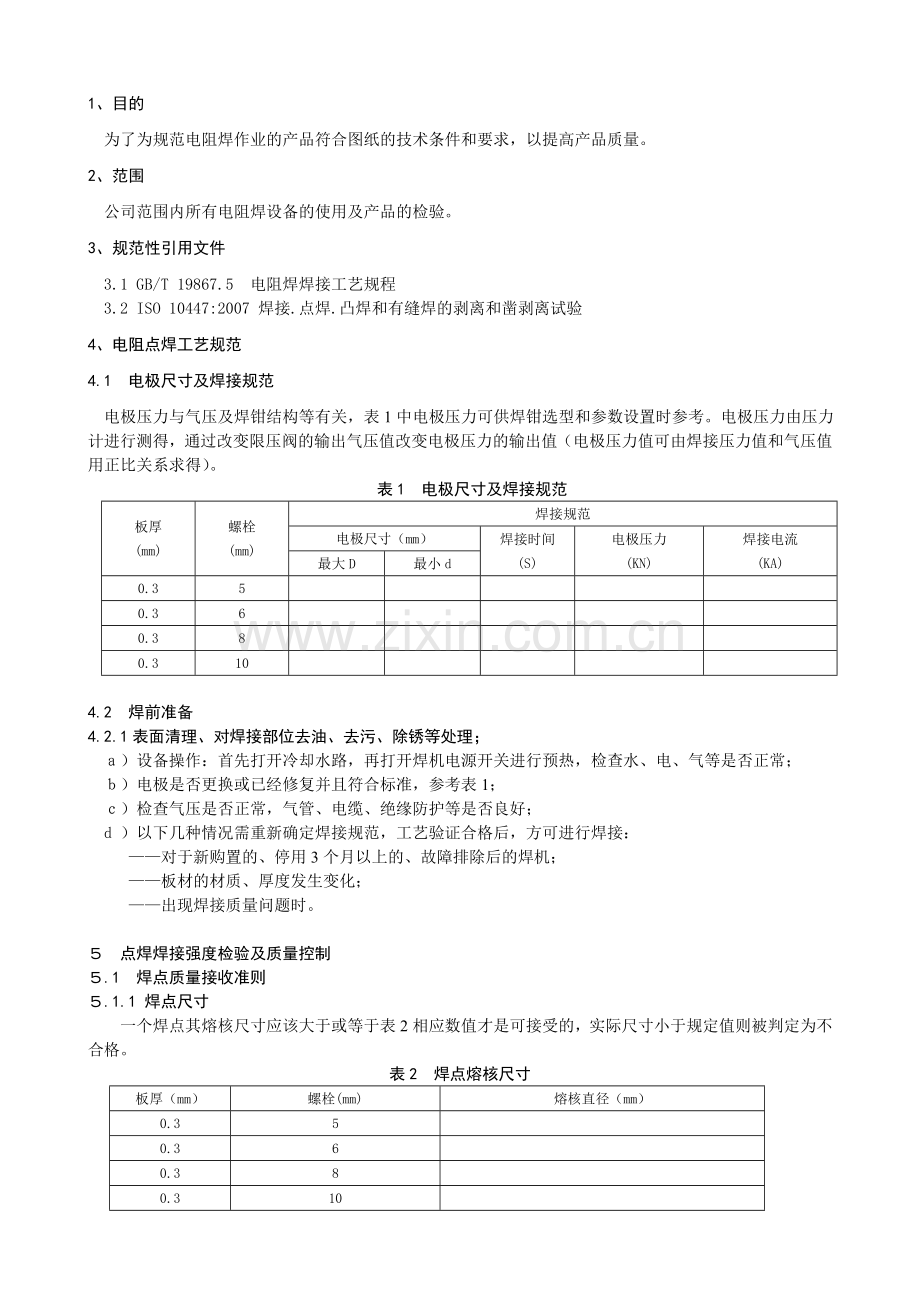 电阻焊工艺规范和质量控制.doc_第1页