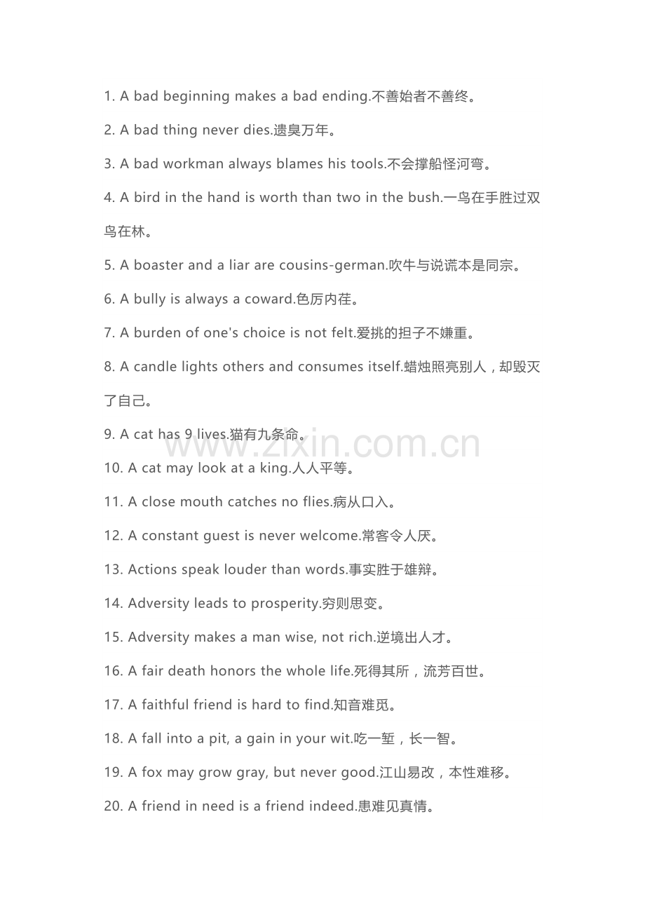 高中资料：批改老师最喜欢的200条英文谚语.docx_第1页