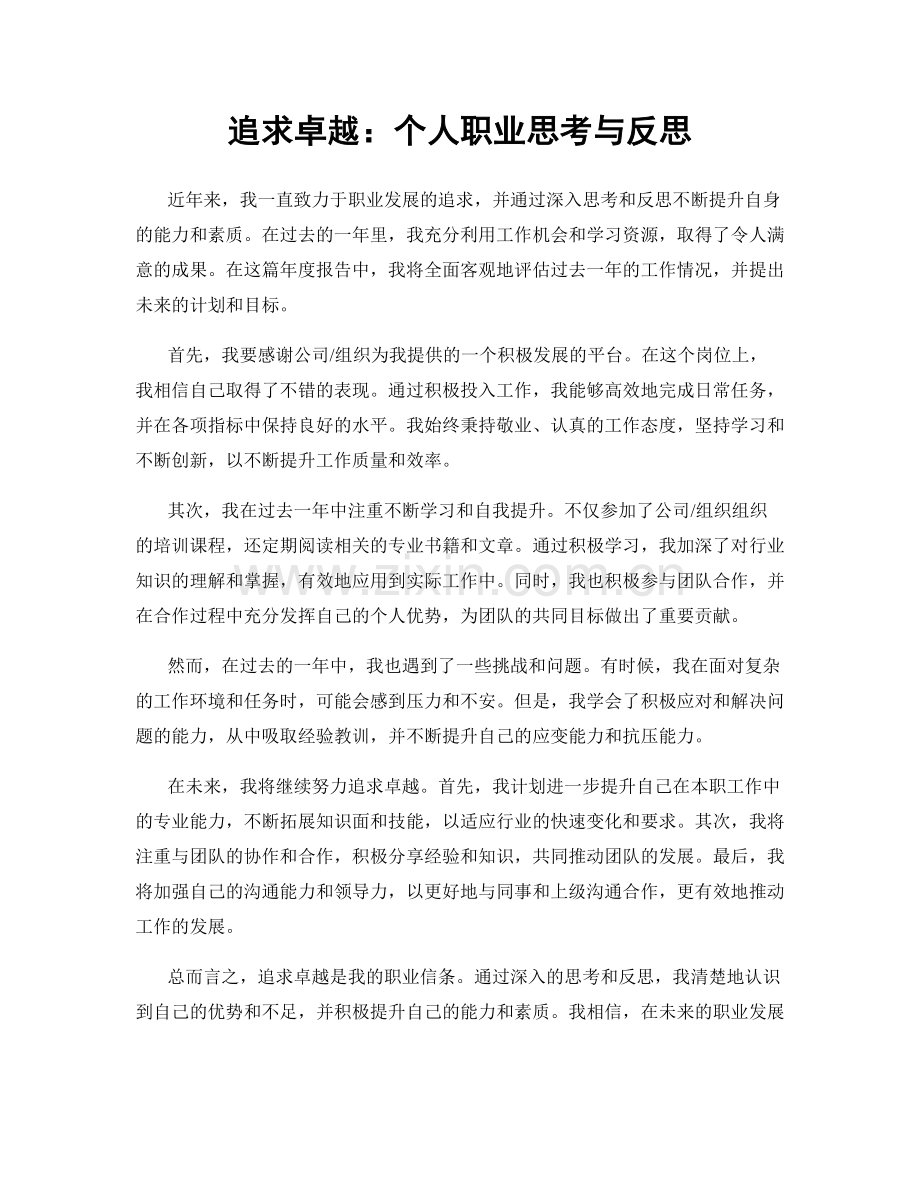 追求卓越：个人职业思考与反思.docx_第1页
