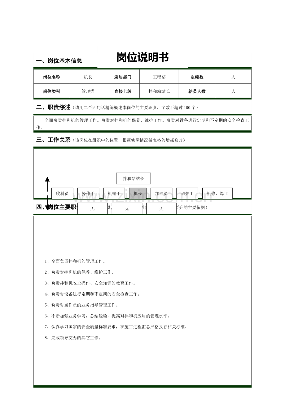 机长岗位说明书.doc_第1页