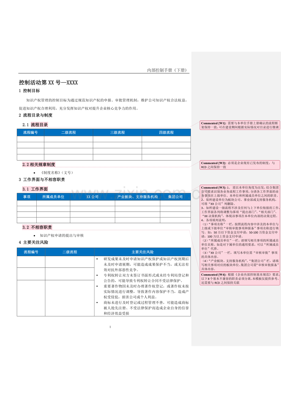 企业内控手册之知识产权管理流程-手册模板.docx_第1页