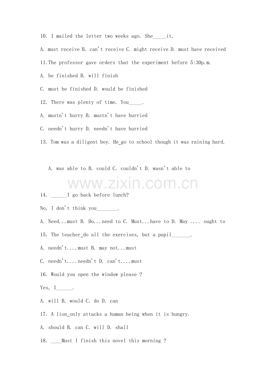 情态动词练习及答案.doc_第2页