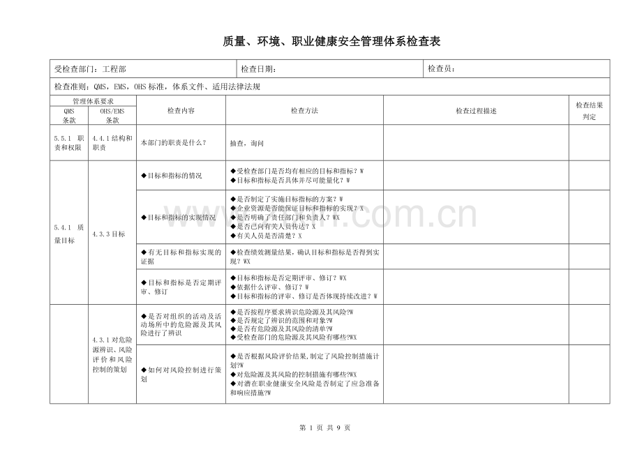 电梯安装合规性检查表.doc_第1页