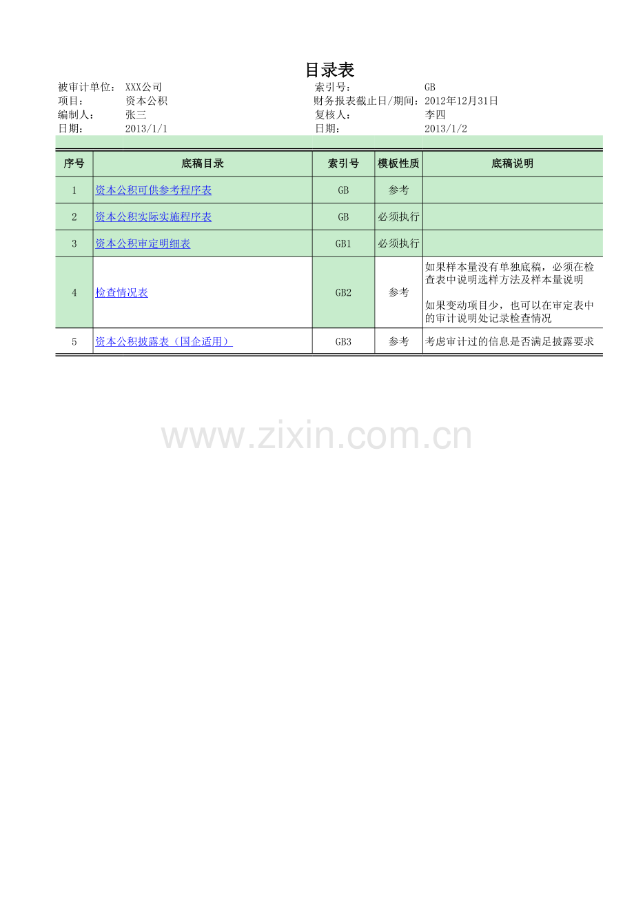 资本公积审计底稿.xlsx_第1页