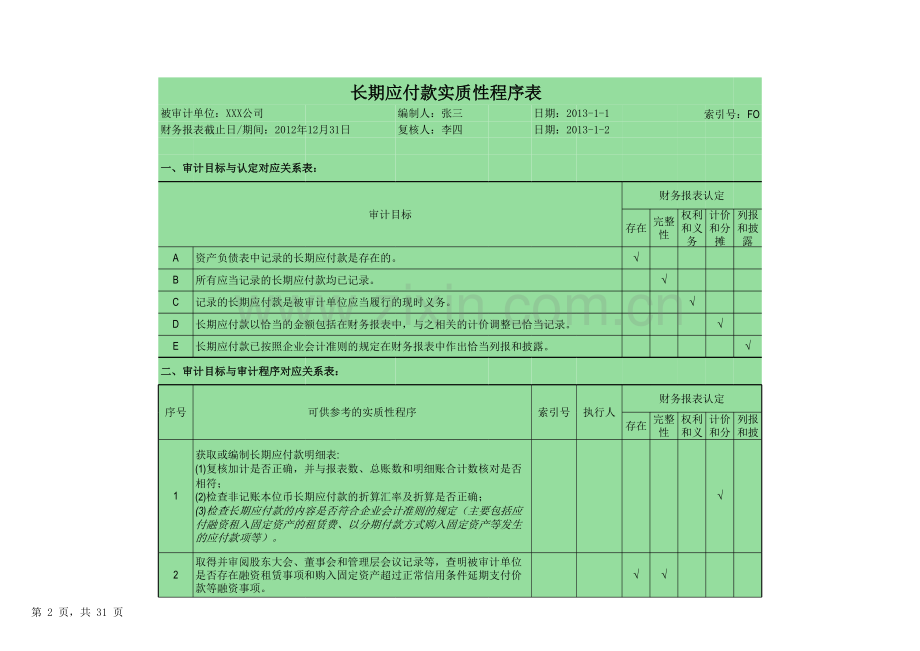 FO-长期应付款审计底稿.xlsx_第2页