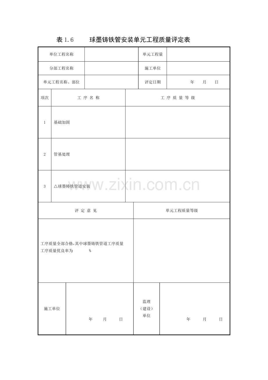 球墨铸铁管道评定表.doc_第1页