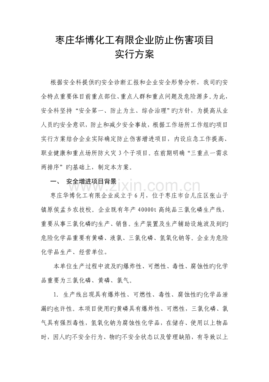 重点企业预防伤害项目实施方案.doc_第1页