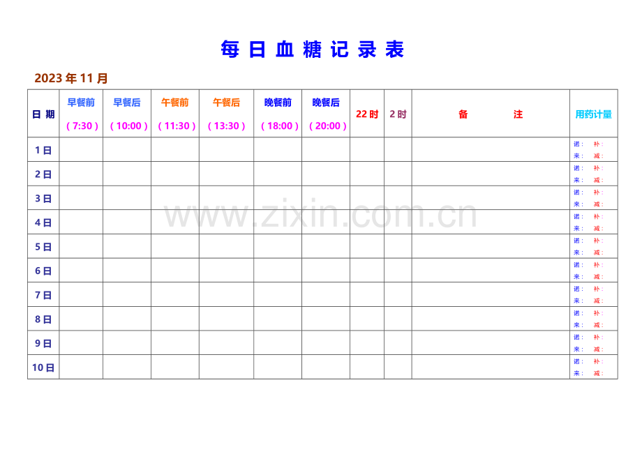 每日血糖记录表.doc_第1页