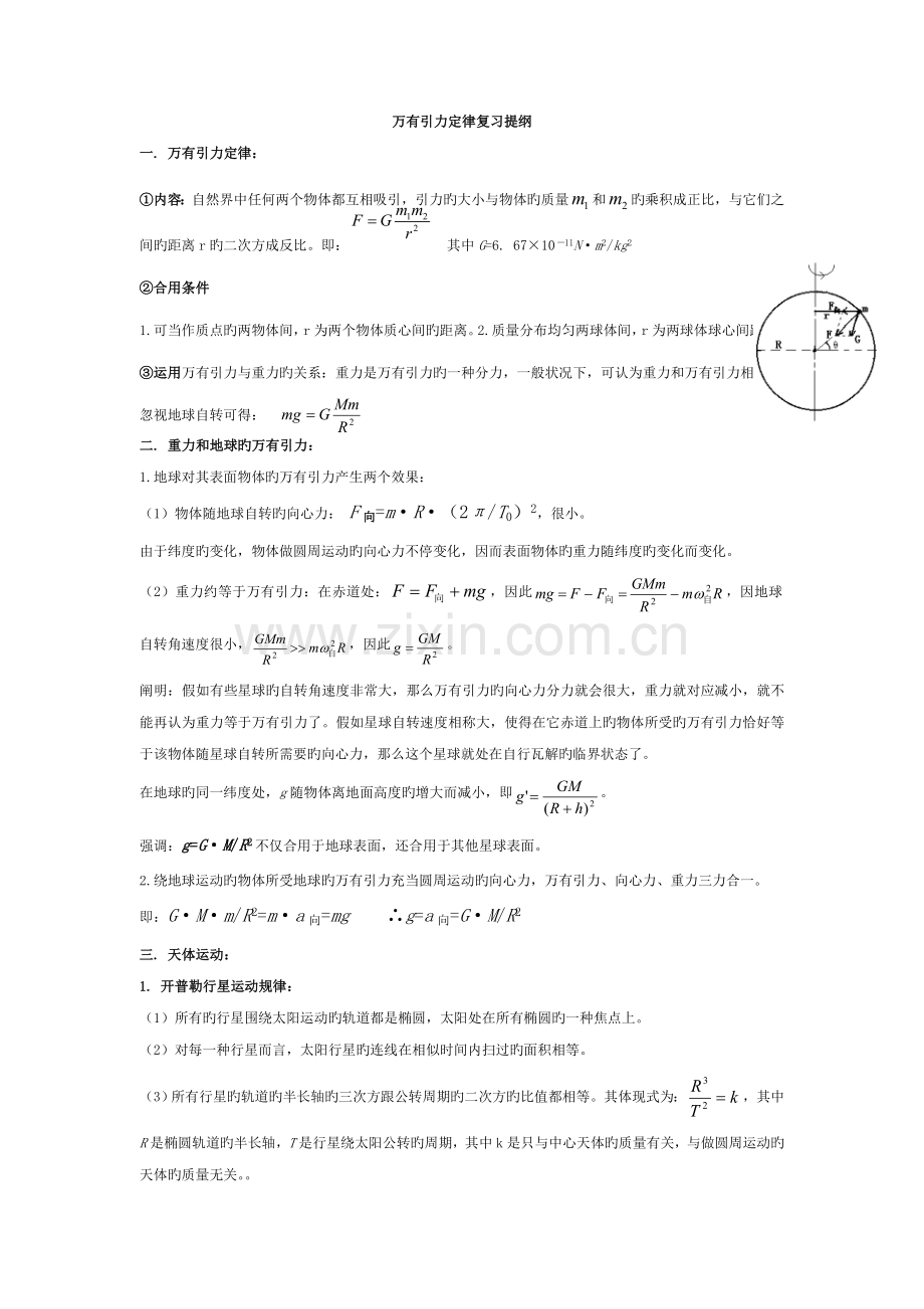 2023年万有引力与航天知识点总结.doc_第1页