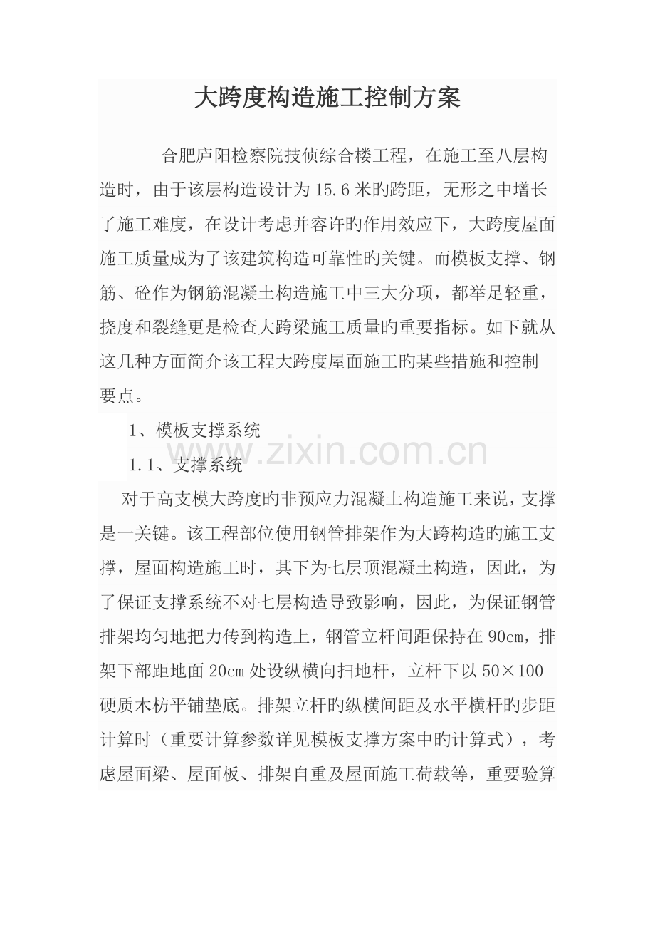 大跨度结构施工控制方案.doc_第1页